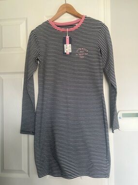 Jack Wills 🇬🇧 Navy and White Striped Dress with Pink Trim size XS